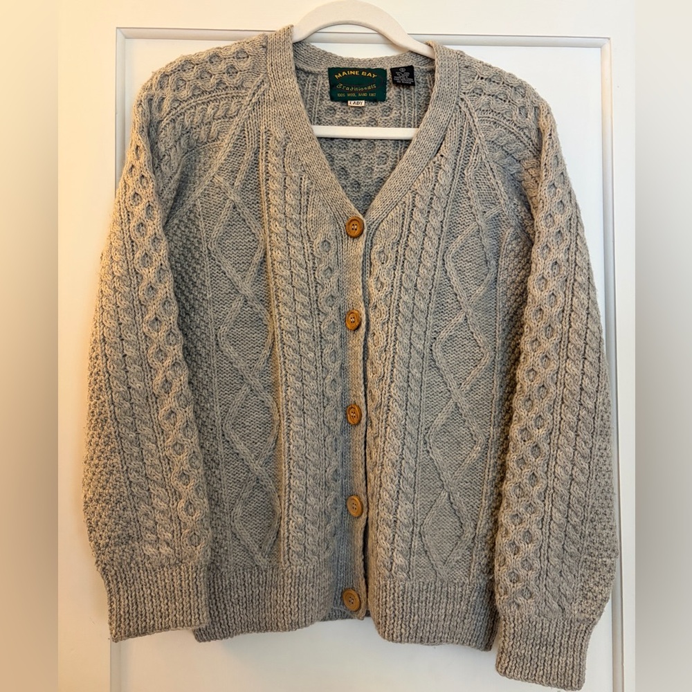 100% Wool Fisherman’s Sweater Cardigan